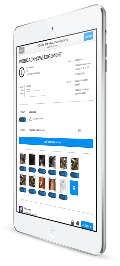 ServiceTrade Tablet Application Screenshot